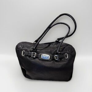 MICHAEL KORS HAMILTON BELTED BLACK LEATHER BAG PURSE WEEKENDER XL LARGE